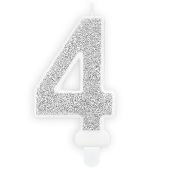 Number Candle - 4 - Silver